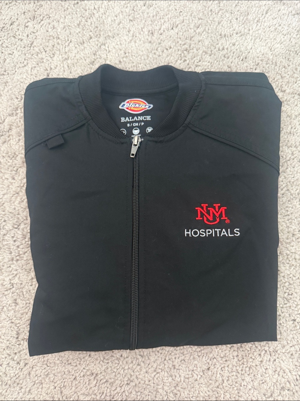 Dickies Black Bomber Jacket with Red UNM Hospitals Logo
